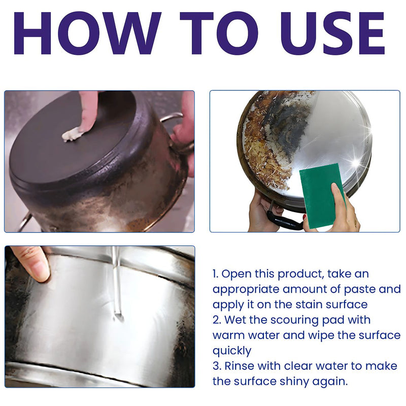 Limpiador de acero inoxidable. Elimina Óxido, Grasa y Manchas. Pasta limpiadora 100g.