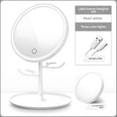 Espejo de Maquillaje con luz LED. Tocador con Carga USB-C y Espejo Aumento x5 Desmontable. Espejo cosmético iluminado. Color blanco.