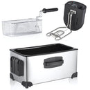 Freidora electrica con aceite Deep Fryer 3L de acero inoxidable. 1500W Rango de 0 a 190°C. 110V