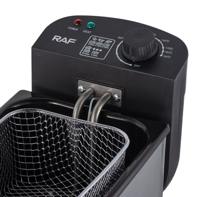 Freidora electrica con aceite Deep Fryer 3L de acero inoxidable. 1500W Rango de 0 a 190°C. 110V