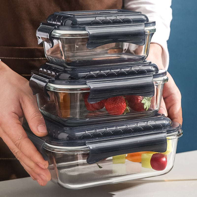 Recipientes de vidrio Herméticos. Set de 4 piezas(820 ml, 520 ml). Vasijas para comida. Cajas de almacenamiento selladas.