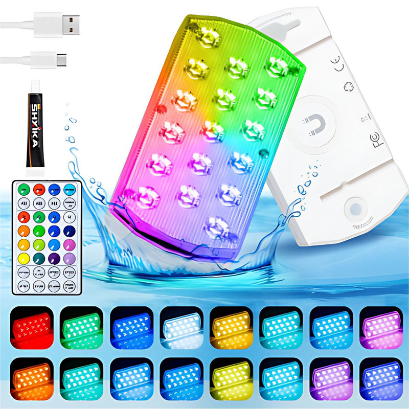 Luces de piscina. Luz LED sumergible. Ideal para exteriores. Foco lampara a control remoto. 16 colores IP68. 9x2.3cm