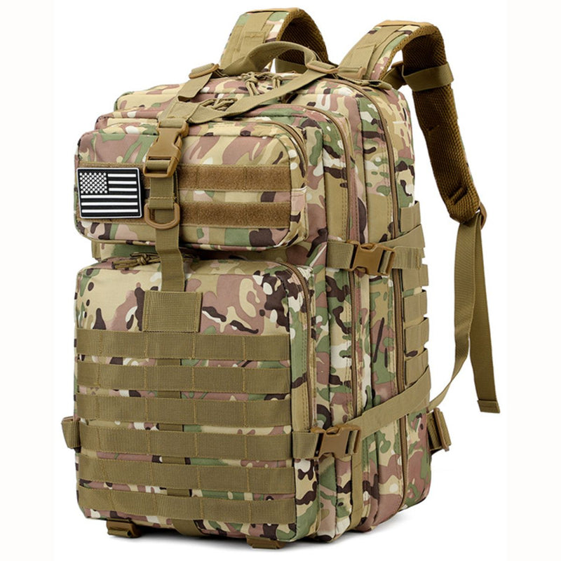Mochila táctica militar de 45L. Backpack con sistema MOLLE. Bolso impermeable y resistente. Morral