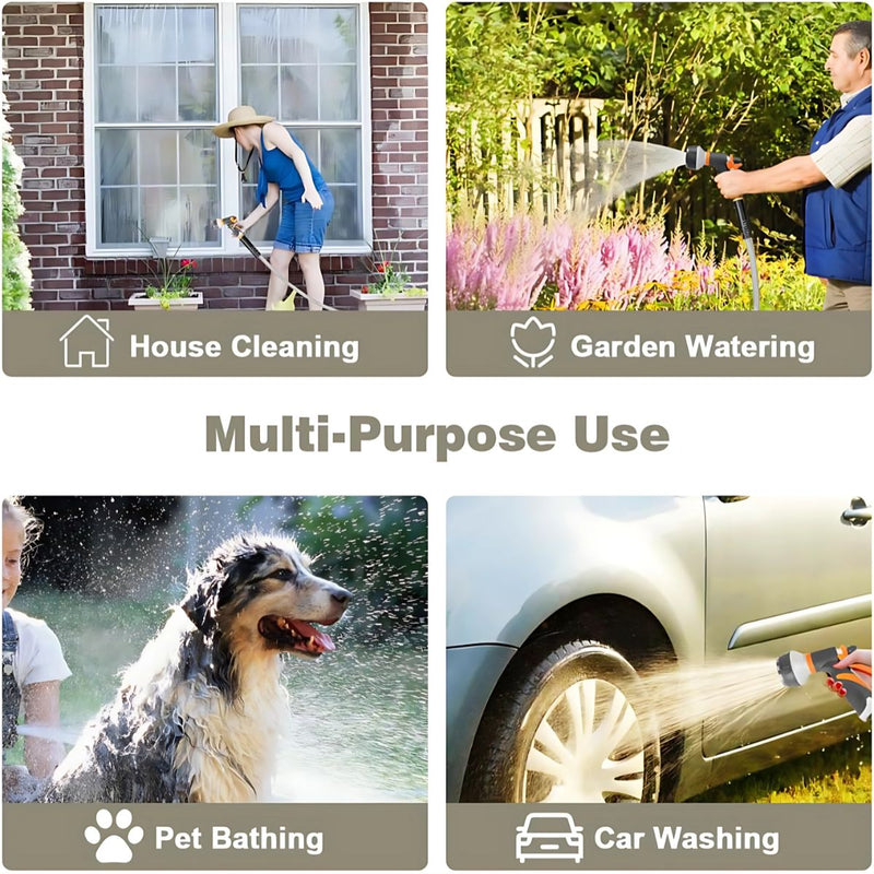 Manguera de acero inoxidable para jardín 75FT (22.5M). Con boquilla multifunción. Manguera de agua resistente.