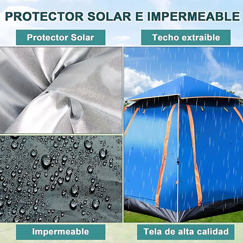 Tienda de acampar para 3-4 personas. Tienda para acampar impermeable 215x215x142cm. Ideal para exteriores y camping.
