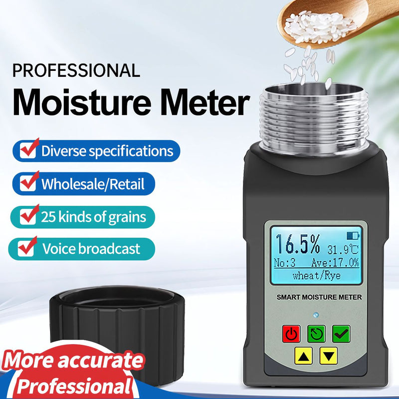 Medidor de Humedad para Granos café Profesional. Compatible con 25 Tipos de Granos, Alta Precisión y Pantalla LCD. Café, arroz, trigo, maíz, soya, cebada, avena etc