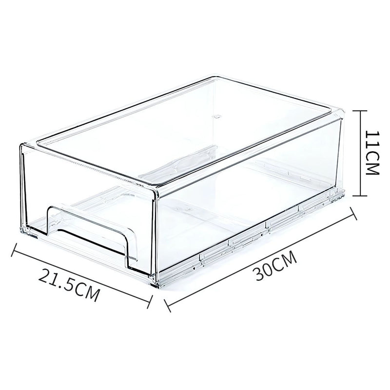 "Organizador de Nevera Transparente Grande. Gaveta de Almacenamiento para Alimentos (30 x 21.5 x 15 cm). Caja de acrilico para refrigerador
"
