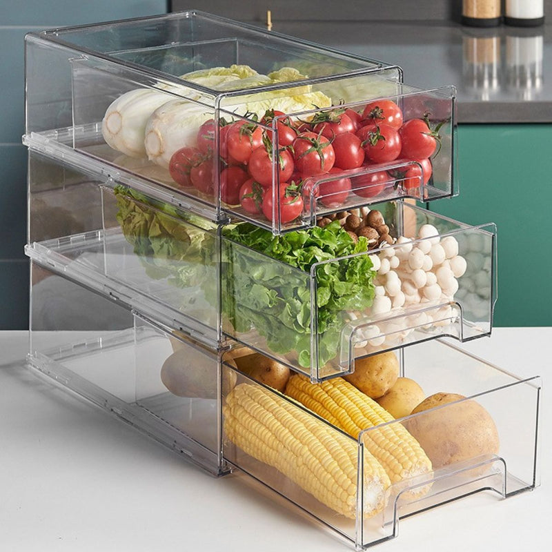 "Organizador de Nevera Transparente Grande. Gaveta de Almacenamiento para Alimentos (30 x 21.5 x 15 cm). Caja de acrilico para refrigerador
"