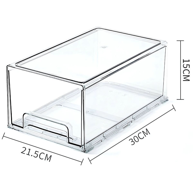 Organizador de Nevera Transparente Extragrande. Gaveta de Almacenamiento para Alimentos (30 x 21.5 x 15 cm). Caja de acrilico para refrigerador
