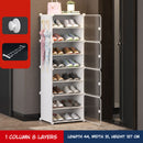 Organizador de Zapatos de 1 columna 8 Niveles con Puertas Transparentes. Zapatero Compacto y Moderno para Hogar. 44x127x31cm.