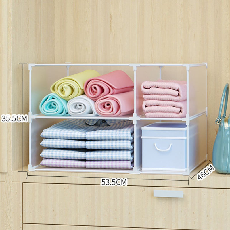 Organizador de Closet Baño Toallas. Estantes Apilables para Armario Lavandería. 2 columnas 2 capas. 55x37x37cm.