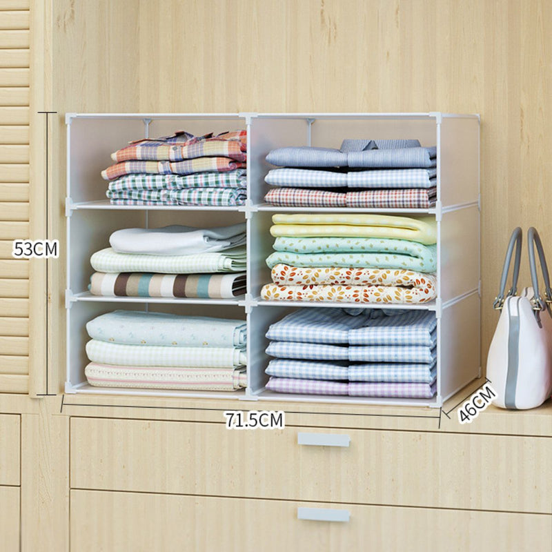 Organizador de Closet Baño Toallas. Estantes Apilables para Armario Lavandería. 2 columnas 3 capas. 73x55x47cm.