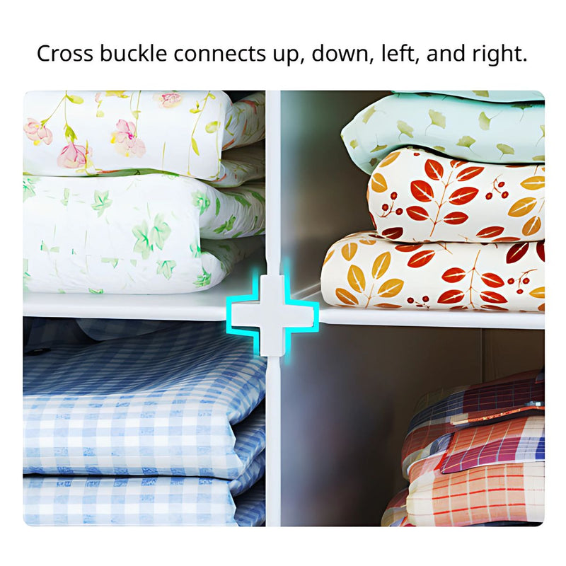 Organizador de Closet Baño Toallas. Estantes Apilables para Armario Lavandería. 2 columnas 6 capas. 73x108x47cm.