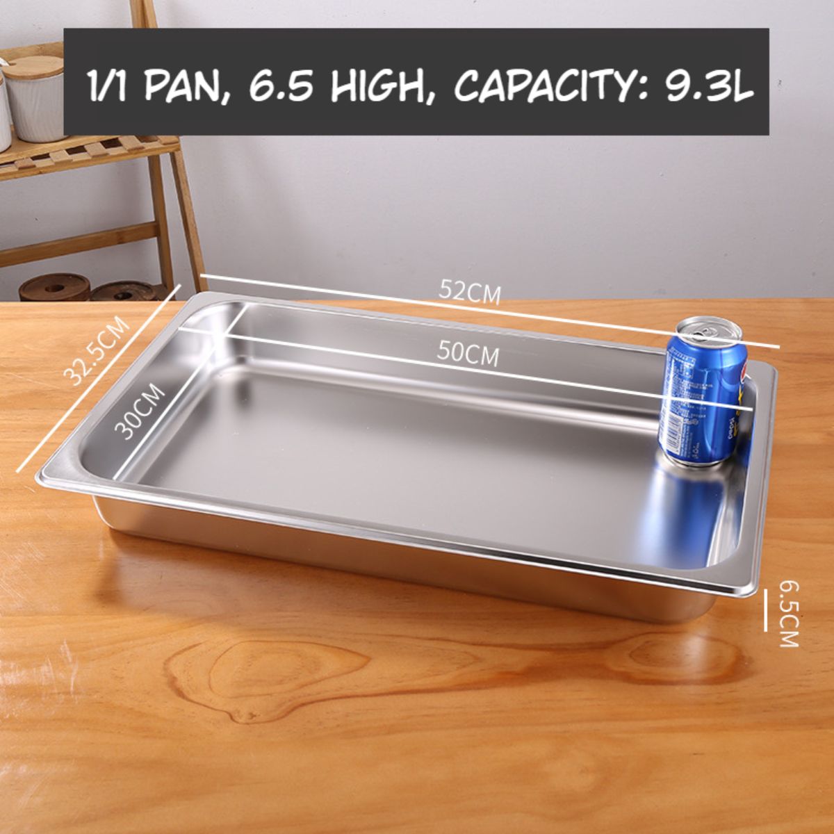 Bandejas GN de Acero Inoxidable para Buffet Hoteles Restaurantes Catering Gn 1/1. (No incluye Tapa) 9.3L. Gastronorm
