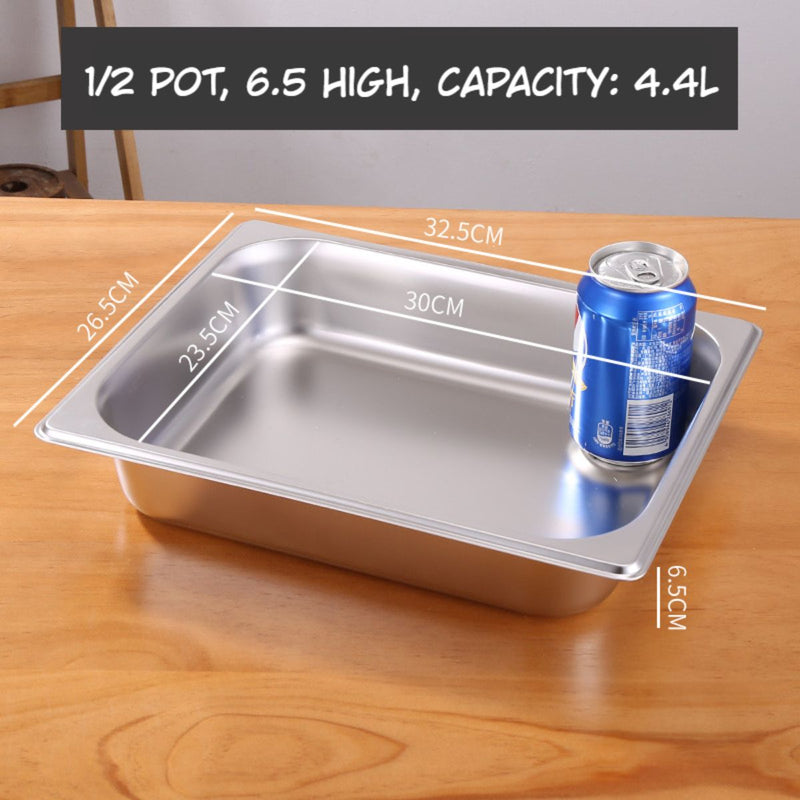 Bandejas GN de Acero Inoxidable para Buffet Hoteles Restaurantes Catering Gn 1/2. (No incluye Tapa) 4.4L. Gastronorm