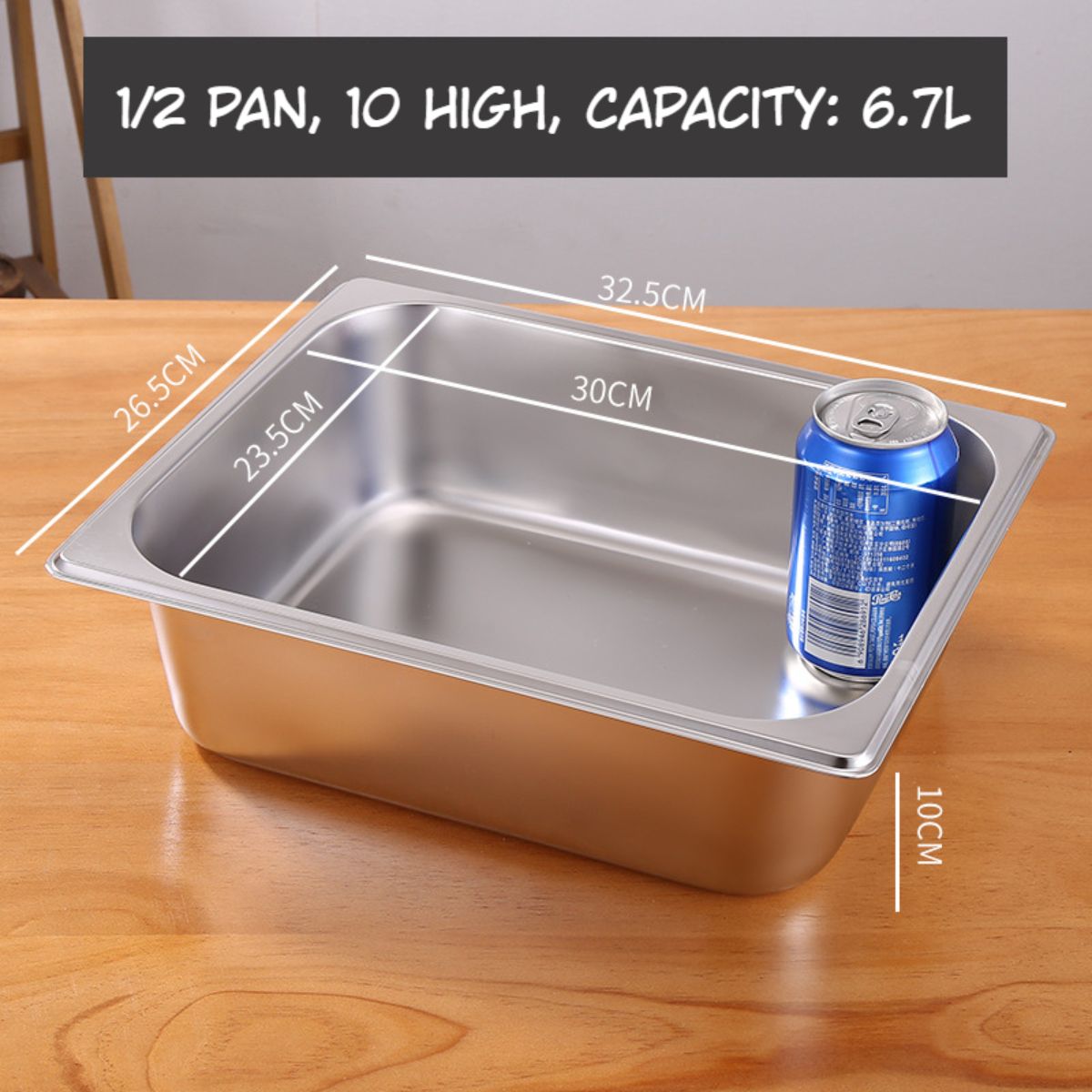 Bandejas GN de Acero Inoxidable para Buffet Hoteles Restaurantes Catering Gn 1/2. (No incluye Tapa) 6.7L. Gastronorm