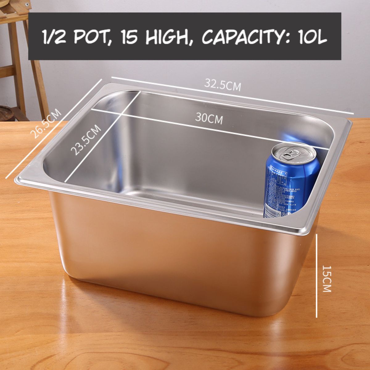 Bandejas GN de Acero Inoxidable para Buffet Hoteles Restaurantes Catering Gn 1/2. (No incluye Tapa) 10L. Gastronorm