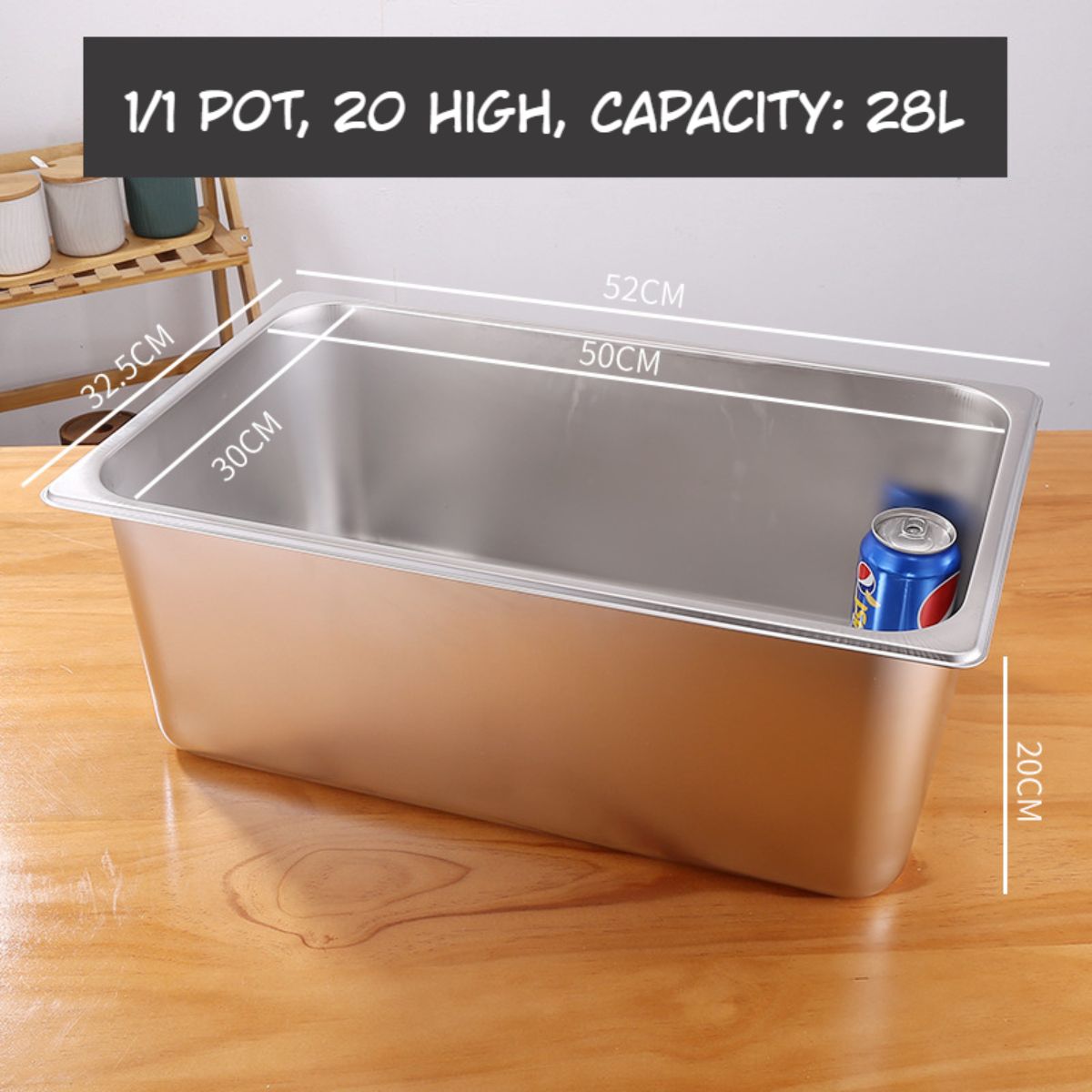 Bandejas GN de Acero Inoxidable para Buffet Hoteles Restaurantes Catering Gn 1/1. (No incluye Tapa) 28L. Gastronorm