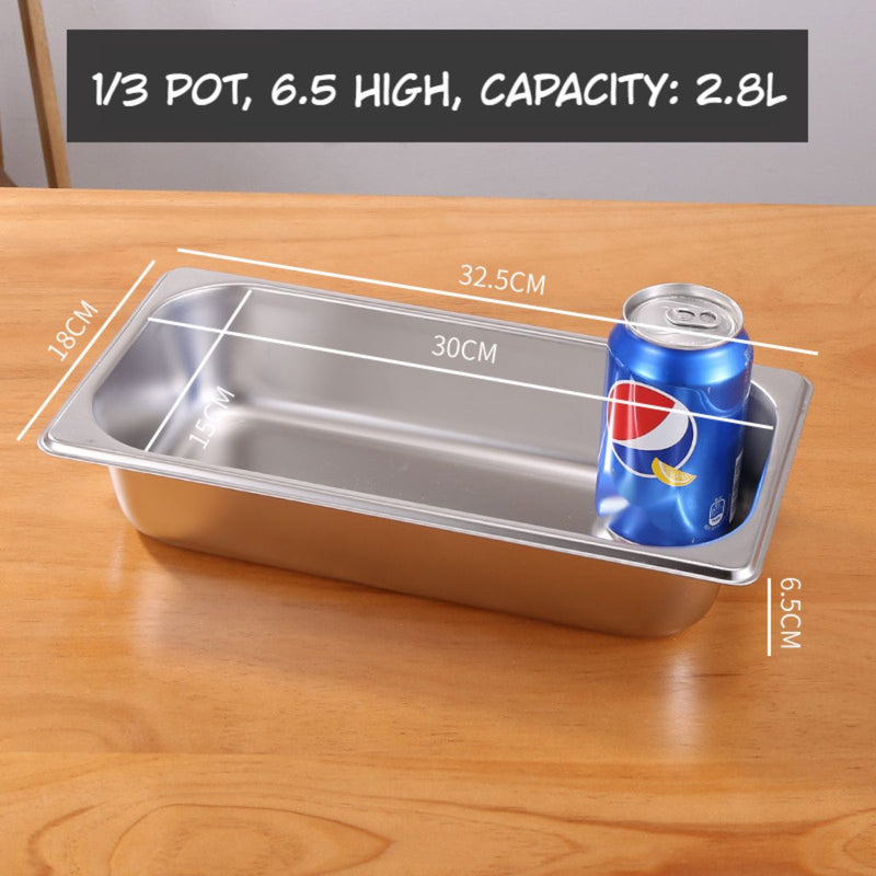 Bandejas GN de Acero Inoxidable para Buffet Hoteles Restaurantes Catering Gn 1/3. (No incluye Tapa) 2.8L. Gastronorm