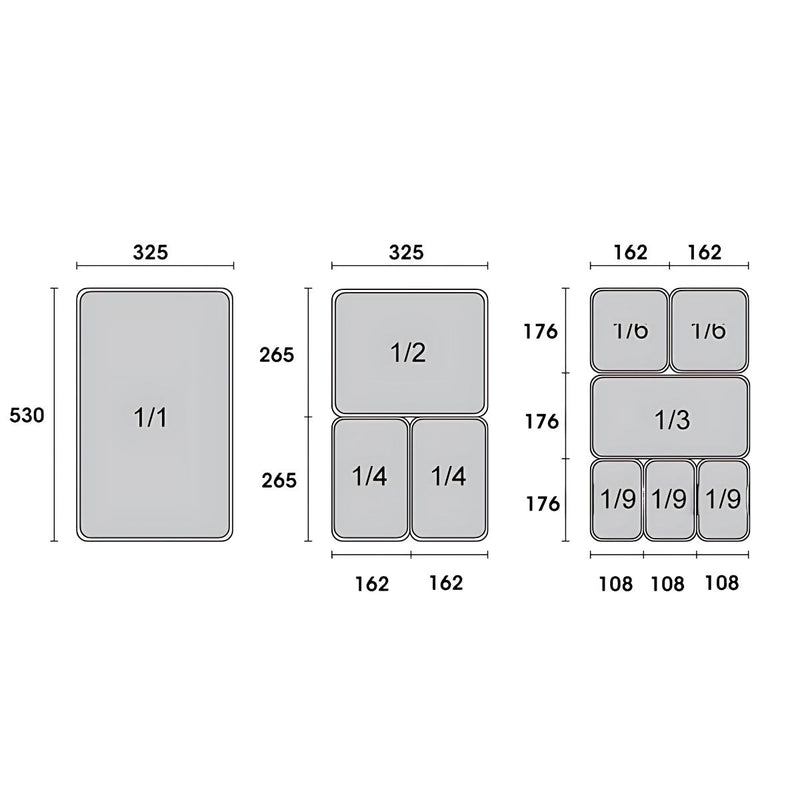 Bandejas GN de Acero Inoxidable para Buffet Hoteles Restaurantes Catering Gn 1/4. (No incluye Tapa) 4.5L. Gastronorm