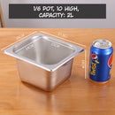 Bandejas GN de Acero Inoxidable para Buffet Hoteles Restaurantes Catering Gn 1/6. (No incluye Tapa) 2L. Gastronorm