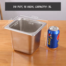 Bandejas GN de Acero Inoxidable para Buffet Hoteles Restaurantes Catering Gn 1/6. (No incluye Tapa) 3L. Gastronorm