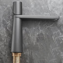 Llave De Lavamanos Individual. Grifo De Lavabo Color gris. Pluma. Modelo bajo.