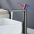 Llave De Lavamanos Individual. Grifo De Lavabo Color gris. Pluma. Modelo alto.