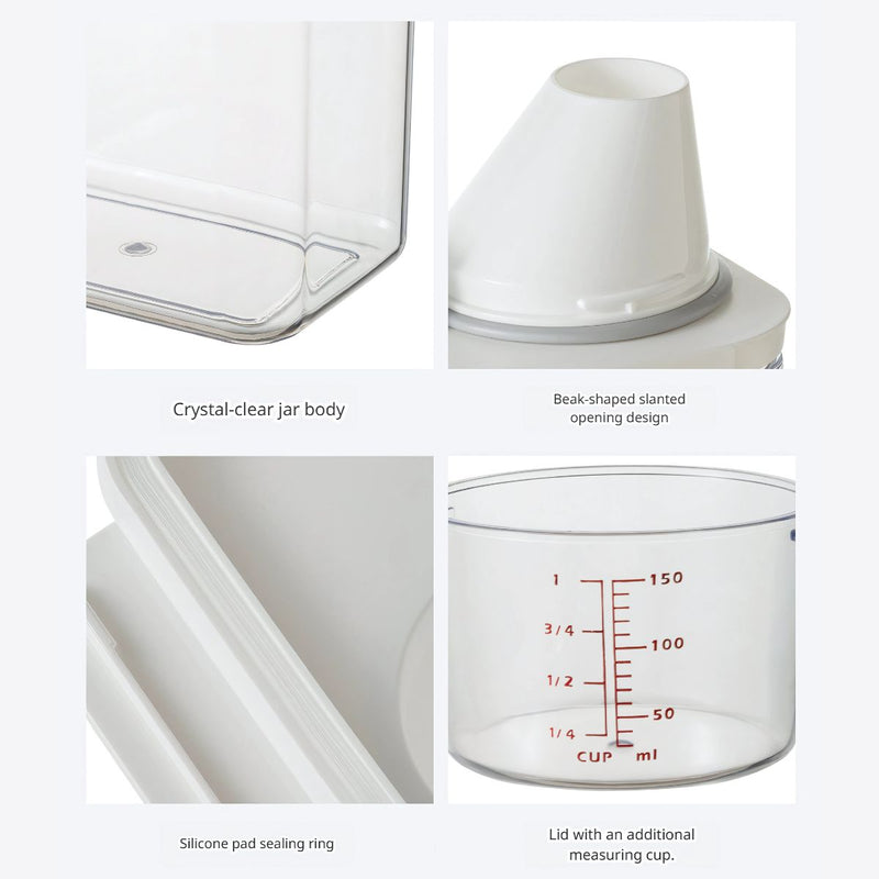 Recipiente Hermético 2300ml con tapa medidora. Ideal para alimentos Secos.
