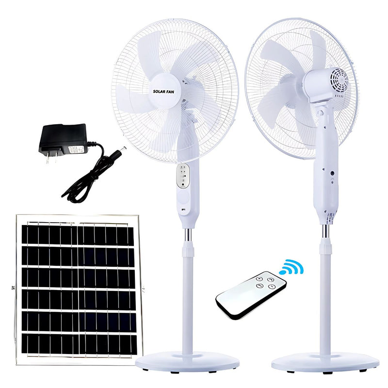 Abanico Solar 18" De Pedestal Recargable Con Energía Solar. Ventilador De Piso Portátil Con Panel Solar. Incluye Control Remoto.