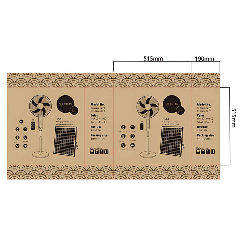 Abanico Solar 18" De Pedestal Recargable Con Energía Solar. Ventilador De Piso Portátil Con Panel Solar. Incluye Control Remoto.