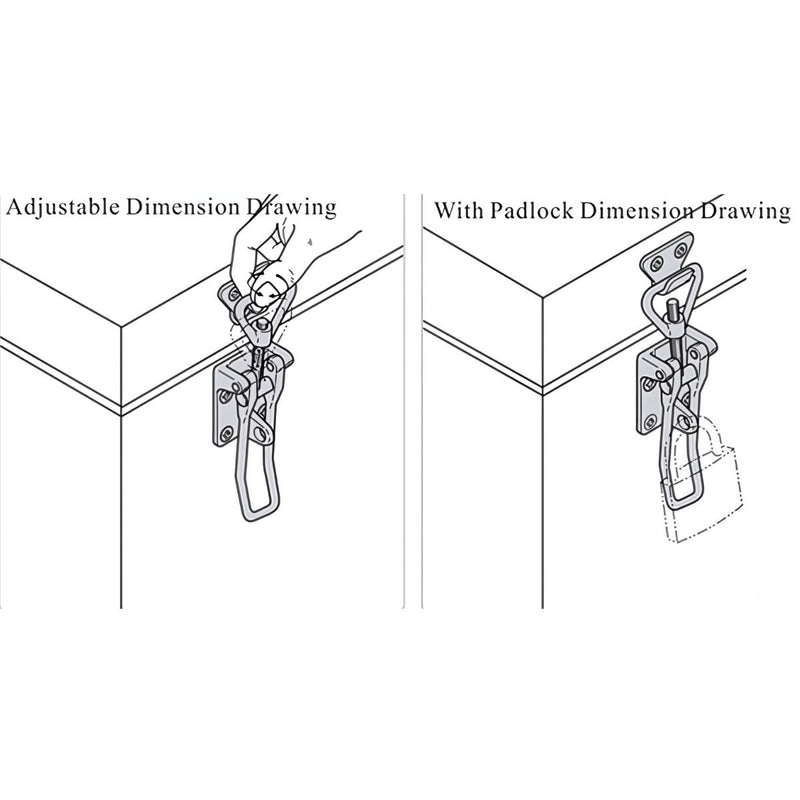 Cerradura De Palanca Con Resorte. Largo 184 mm / 7.24" Ancho 40 mm / 1.57" (1 Pieza) Cerrojo. Pasador Grapa. Acero Inoxidable.