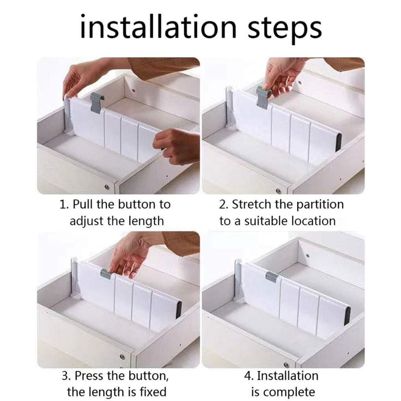 Separadores Retráctiles para Cajones. Divisores Organizadores Expandibles Ajustables para gavetas. Barreras para librero o cajones