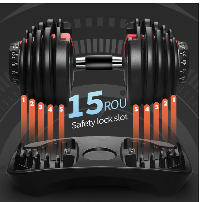 Mancuerna pesa Ajustable con Peso Regulable de 2,5 a 24 kg para Entrenamiento en Casa.