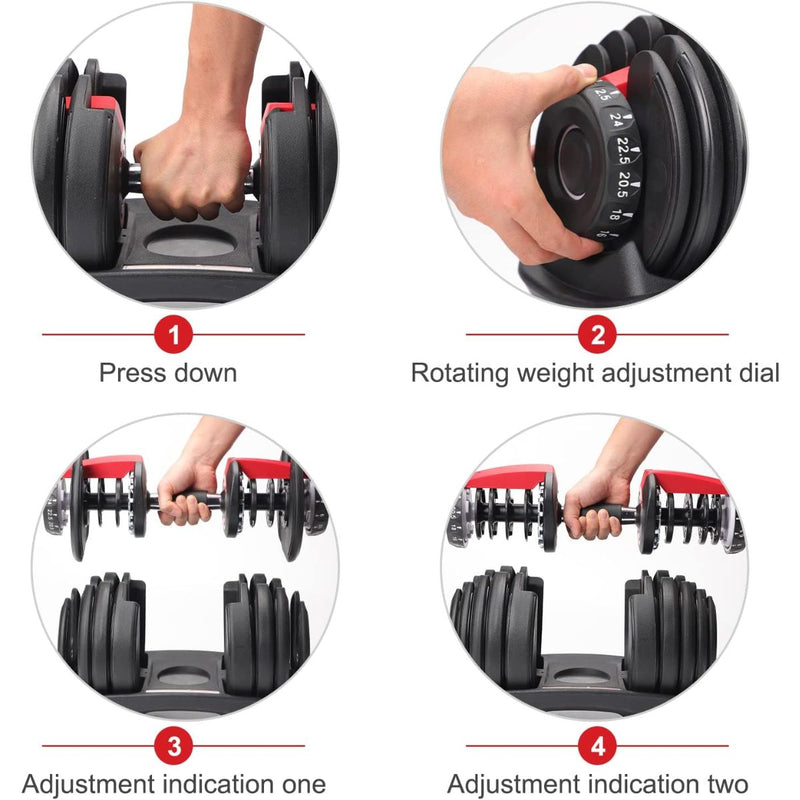 Mancuerna pesa Ajustable con Peso Regulable de 2,5 a 24 kg para Entrenamiento en Casa.