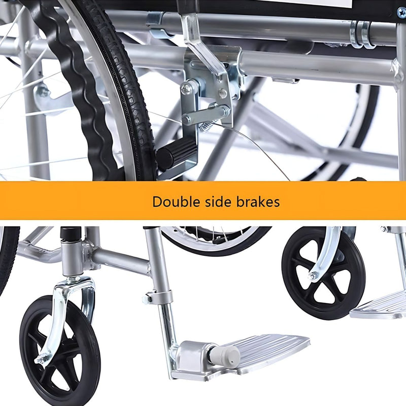 Silla de ruedas plegable de 24” Cubo Sanitario Desmontable. Soporta hasta 100kg. Multifunción.