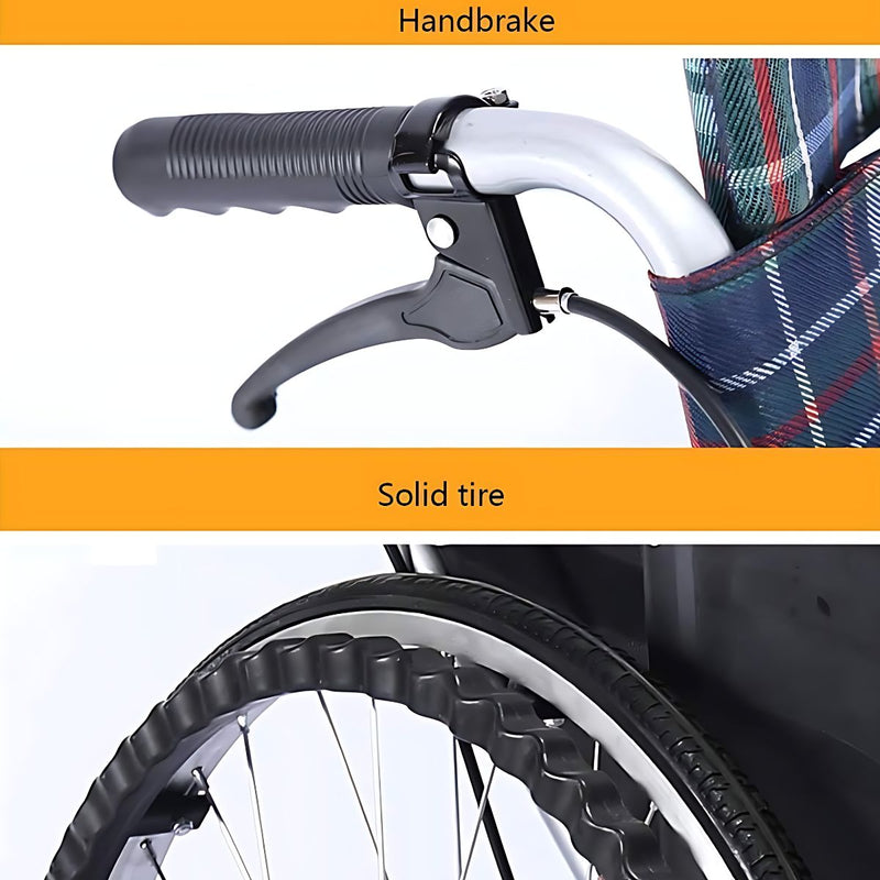 Silla de ruedas plegable de 24” Cubo Sanitario Desmontable. Soporta hasta 100kg. Multifunción.