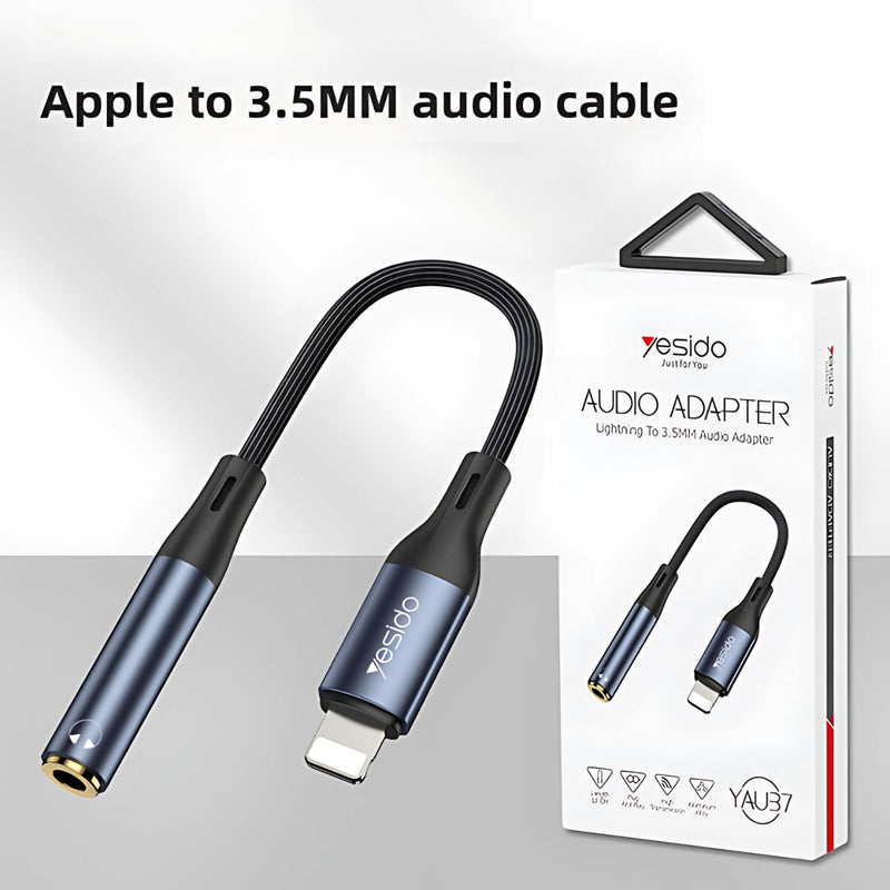 Adaptador Lightning Y Jack 3.5Mm.  Plug & Play. Cable Ideal Para Apple: Iphone & Ipad. Largo: 12cm.