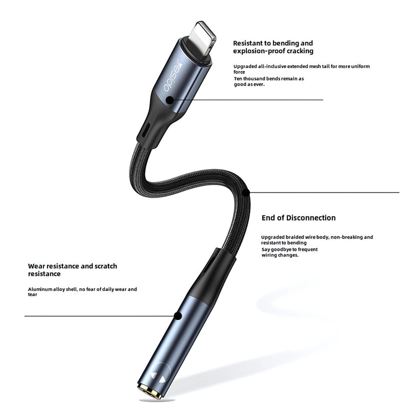 Adaptador Lightning Y Jack 3.5Mm.  Plug & Play. Cable Ideal Para Apple: Iphone & Ipad. Largo: 12cm.