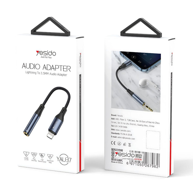 Adaptador Lightning Y Jack 3.5Mm.  Plug & Play. Cable Ideal Para Apple: Iphone & Ipad. Largo: 12cm.