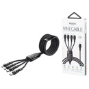 Cable de Carga Múltiple 4 en 1 USB Tipo C, Micro USB, y Lightning para Cargar Varios Dispositivos.