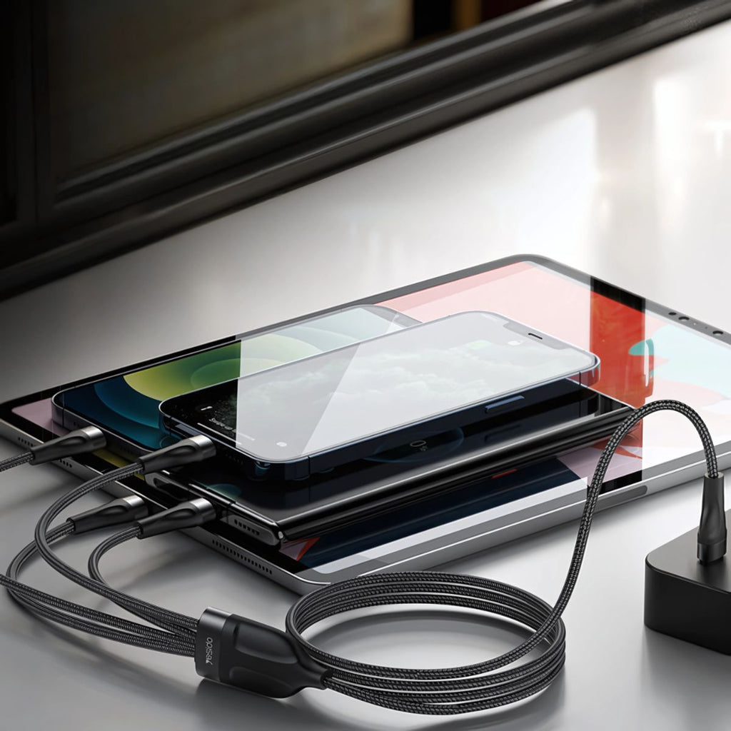 Cable De Carga Múltiple 4 En 1 USB Tipo C, Micro USB, Y Lightning Para