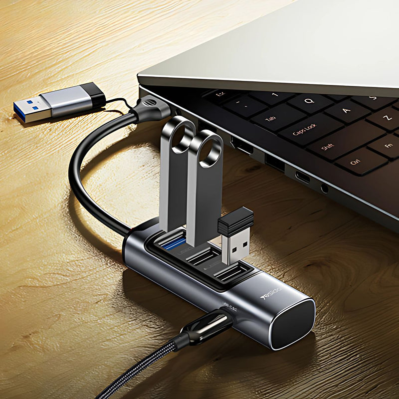 Hub USB 6 en 1 Multifuncional. Adaptador de Alta Velocidad con Puertos USB-C, 3.0 y 2.0