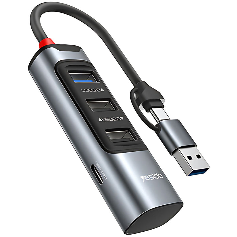 Hub USB 6 en 1 Multifuncional. Adaptador de Alta Velocidad con Puertos USB-C, 3.0 y 2.0