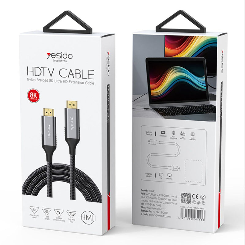 Cable HDMI 8K de 2 Metros. Alta Velocidad, Ultra HD para TV, Consolas y PC.