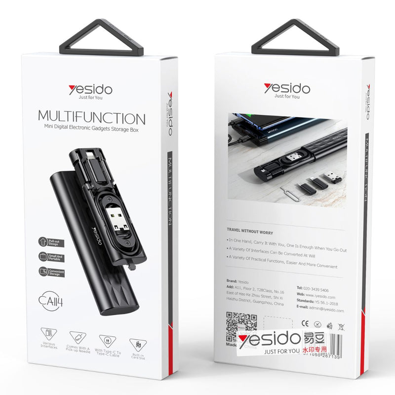 Estuche Multifuncional de Conectores USB y Almacenamiento para Gadgets Electrónicos Portátil.