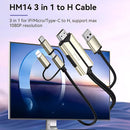 Cable Universal 3 en 1 con HDMI – Lightning, Micro-USB, USB-C. Compatible con iPhone, Android y más (2 Metros).