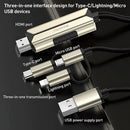 Cable Universal 3 en 1 con HDMI – Lightning, Micro-USB, USB-C. Compatible con iPhone, Android y más (2 Metros).