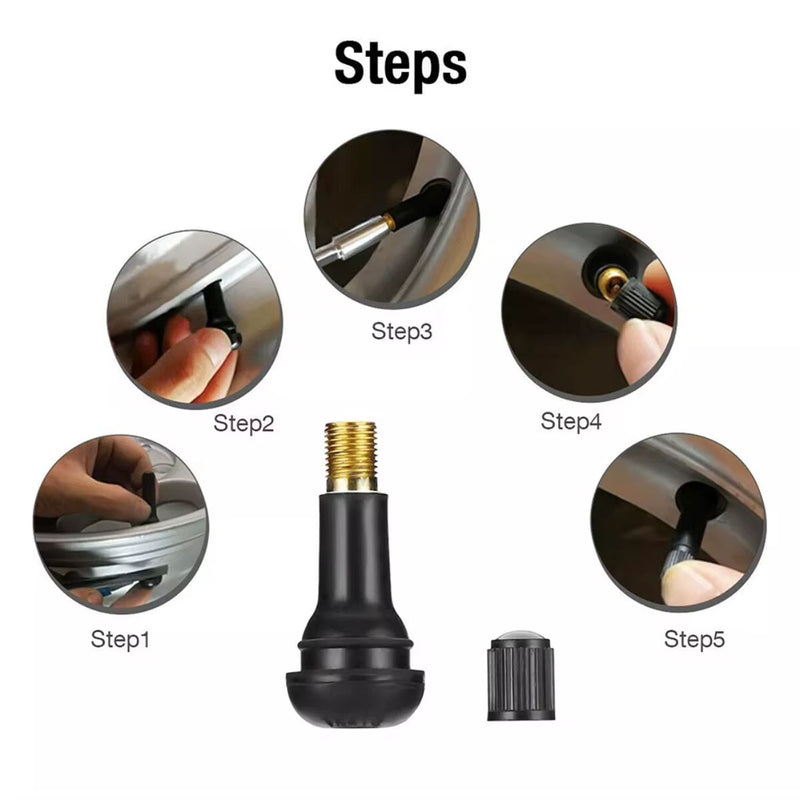 Válvula para Neumáticos gusanillo TR414 de Caucho. Universal para llantas de Autos y Camionetas.