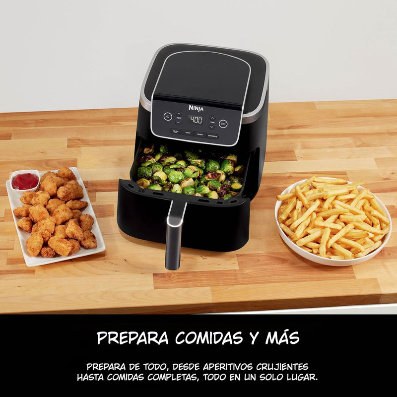 Freidora de aire 4 en 1 Ninja AF141. Air Fryer de 4.7 lt antiadherente, recubierta de cerámica, y tecnología Air Crisp.